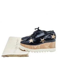 Stella McCartney Black/Gold Faux Leather Elyse Star Platform Derby Size 39 For Women -Stella McCartney Sales luxury women stella mccartney used shoes p592631 008