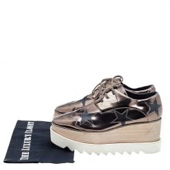 Stella McCartney Metallic Brown/Black Faux Leather Elyse Star Platform Derby Size 38 For Women -Stella McCartney Sales luxury women stella mccartney used shoes p592633 003