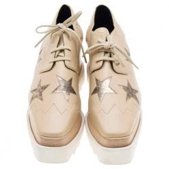 Stella McCartney Beige Faux Leather Elyse Star Platform Sneakers Size 36 For Women -Stella McCartney Sales luxury women stella mccartney used shoes p592736 004