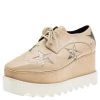 Stella McCartney Beige Faux Leather Elyse Star Platform Sneakers Size 36 For Women