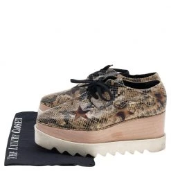 Stella McCartney Brown Faux Leather And Faux Fur Elyse Star Platform Sneakers Size 37 For Women -Stella McCartney Sales luxury women stella mccartney used shoes p592767 001
