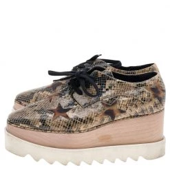 Stella McCartney Brown Faux Leather And Faux Fur Elyse Star Platform Sneakers Size 37 For Women -Stella McCartney Sales luxury women stella mccartney used shoes p592767 002