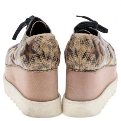 Stella McCartney Brown Faux Leather And Faux Fur Elyse Star Platform Sneakers Size 37 For Women -Stella McCartney Sales luxury women stella mccartney used shoes p592767 003