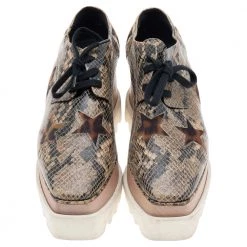 Stella McCartney Brown Faux Leather And Faux Fur Elyse Star Platform Sneakers Size 37 For Women -Stella McCartney Sales luxury women stella mccartney used shoes p592767 004