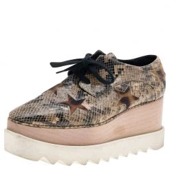 Stella McCartney Sales 16 Stella McCartney Brown Faux Leather And Faux Fur Elyse Star Platform Sneakers Size 37 For Women