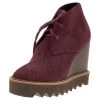 Stella McCartney Burgundy Faux Suede Lace Up Wedge Boots Size 37 For Women