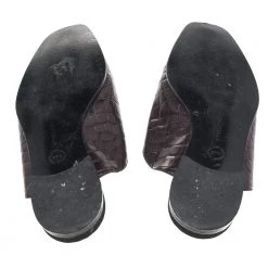 Stella McCartney Burgundy Faux Croc Embossed Leather Mules Size 37.5 For Women -Stella McCartney Sales luxury women stella mccartney used shoes p593053 001