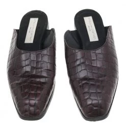 Stella McCartney Burgundy Faux Croc Embossed Leather Mules Size 37.5 For Women -Stella McCartney Sales luxury women stella mccartney used shoes p593053 003