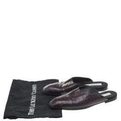 Stella McCartney Burgundy Faux Croc Embossed Leather Mules Size 37.5 For Women -Stella McCartney Sales luxury women stella mccartney used shoes p593053 005
