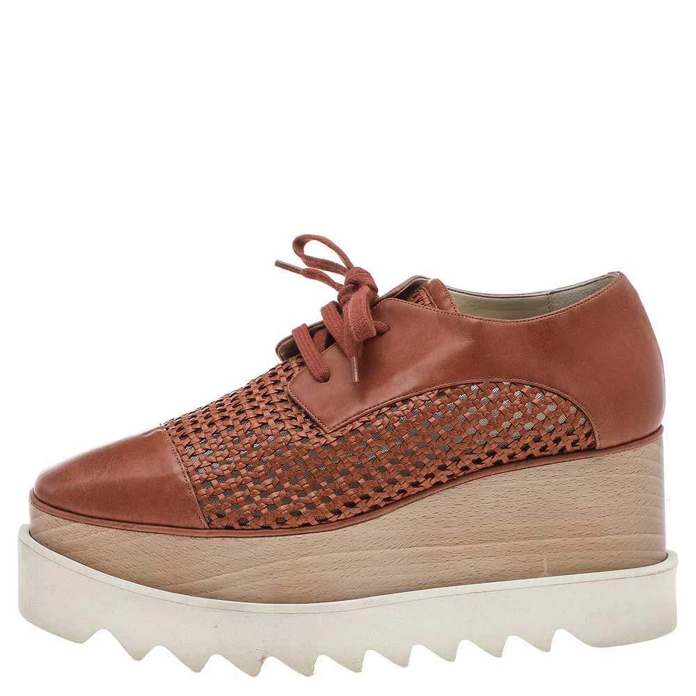 Stella McCartney Brown Faux Leather Elyse Platform Lace Up Derby Size 36 For Women 4 Stella McCartney Brown Faux Leather Elyse Platform Lace Up Derby Size 36 For Women - Image 2