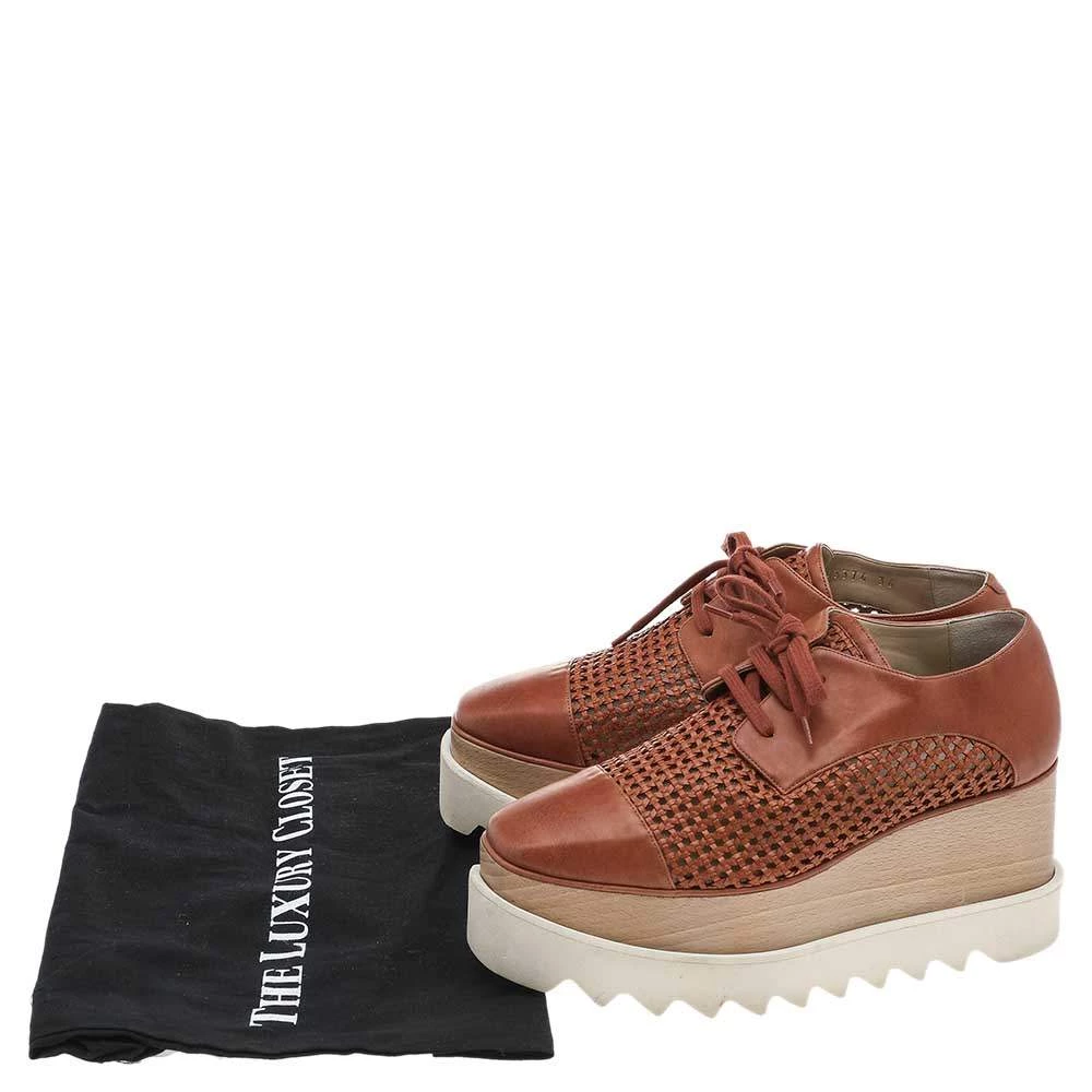 Stella McCartney Brown Faux Leather Elyse Platform Lace Up Derby Size 36 For Women 10 Stella McCartney Brown Faux Leather Elyse Platform Lace Up Derby Size 36 For Women - Image 8