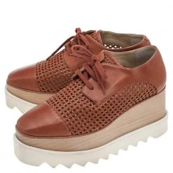 Stella McCartney Brown Faux Leather Elyse Platform Lace Up Derby Size 36 For Women 13 Stella McCartney Brown Faux Leather Elyse Platform Lace Up Derby Size 36 For Women -Stella McCartney Sales luxury women stella mccartney used shoes p593990 009