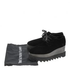 Stella McCartney Black Velvet Elyse Platform Lace Up Derby Size 36 For Women -Stella McCartney Sales luxury women stella mccartney used shoes p593993 008