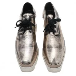 Stella McCartney Metallic Two Tone Faux Leather Elyse Lace Up Derby Size 36 For Women -Stella McCartney Sales luxury women stella mccartney used shoes p594011 004
