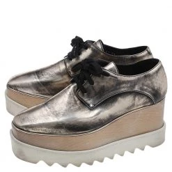 Stella McCartney Metallic Two Tone Faux Leather Elyse Lace Up Derby Size 36 For Women -Stella McCartney Sales luxury women stella mccartney used shoes p594011 009