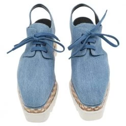 Stella McCartney Blue Cut Out Denim Elyse Platform Slingback Derby Size 36 For Women -Stella McCartney Sales luxury women stella mccartney used shoes p594029 004