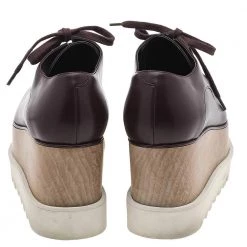 Stella McCartney Burgundy Faux Leather Elyse Platform Lace Up Derby Size 36 For Women -Stella McCartney Sales luxury women stella mccartney used shoes p594056 005