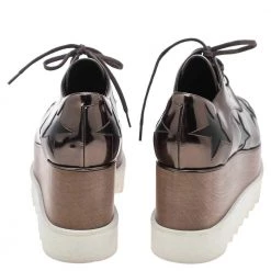 Stella McCartney Metallic Brown Faux Leather Elyse Star Platform Lace Up Derby Size 36 For Women -Stella McCartney Sales luxury women stella mccartney used shoes p594059 005