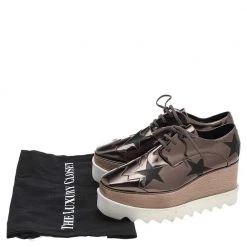 Stella McCartney Metallic Brown Faux Leather Elyse Star Platform Lace Up Derby Size 36 For Women -Stella McCartney Sales luxury women stella mccartney used shoes p594059 007