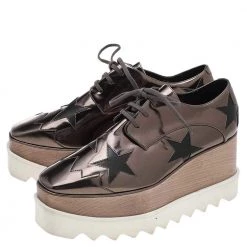 Stella McCartney Metallic Brown Faux Leather Elyse Star Platform Lace Up Derby Size 36 For Women -Stella McCartney Sales luxury women stella mccartney used shoes p594059 008