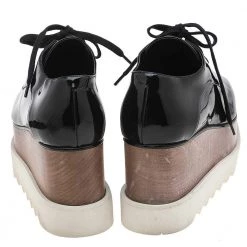 Stella McCartney Black Faux Patent Leather Elyse Platform Lace Up Derby Size 36 For Women -Stella McCartney Sales luxury women stella mccartney used shoes p594061 005