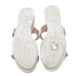 Stella McCartney Beige Faux Leather Geena Marble Wedge Platform Sandals Size 36 For Women -Stella McCartney Sales luxury women stella mccartney used shoes p594063 001