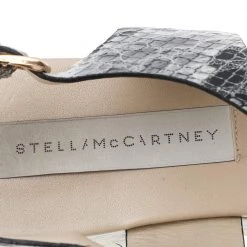 Stella McCartney Black/White Faux Python Leather Geena Marble Wedge Platform Sandals Size 36 For Women -Stella McCartney Sales luxury women stella mccartney used shoes p594072 007