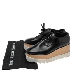Stella McCartney Black Faux Leather Elyse Platform Derby Sneakers Size 38 For Women -Stella McCartney Sales luxury women stella mccartney used shoes p594080 002