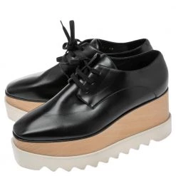 Stella McCartney Black Faux Leather Elyse Platform Derby Sneakers Size 38 For Women -Stella McCartney Sales luxury women stella mccartney used shoes p594080 003