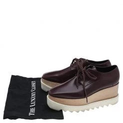 Stella McCartney Burgundy Faux Leather Elyse Platform Lace Up Derby Size 38 For Women -Stella McCartney Sales luxury women stella mccartney used shoes p596834 001