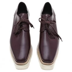 Stella McCartney Burgundy Faux Leather Elyse Platform Lace Up Derby Size 38 For Women -Stella McCartney Sales luxury women stella mccartney used shoes p596834 006