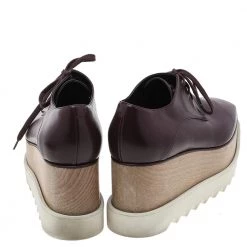 Stella McCartney Burgundy Faux Leather Elyse Platform Lace Up Derby Size 38 For Women -Stella McCartney Sales luxury women stella mccartney used shoes p596834 007