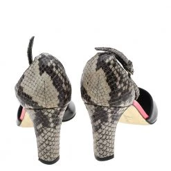 Stella McCartney Multicolor Faux Patent And Python Embossed Leather Ankle Strap Sandals Size 37.5 For Women -Stella McCartney Sales luxury women stella mccartney used shoes p597032 005