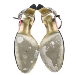 Stella McCartney Multicolor Faux Patent And Python Embossed Leather Ankle Strap Sandals Size 37.5 For Women -Stella McCartney Sales luxury women stella mccartney used shoes p597032 006