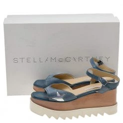 Stella McCartney Blue Faux Leather Elyse Star Ankle Strap Platform Sandals Size 39 For Women -Stella McCartney Sales luxury women stella mccartney used shoes p598804 003