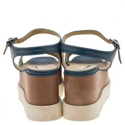 Stella McCartney Blue Faux Leather Elyse Star Ankle Strap Platform Sandals Size 39 For Women -Stella McCartney Sales luxury women stella mccartney used shoes p598804 005