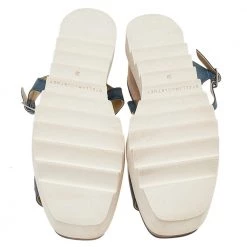 Stella McCartney Blue Faux Leather Elyse Star Ankle Strap Platform Sandals Size 39 For Women -Stella McCartney Sales luxury women stella mccartney used shoes p598804 010
