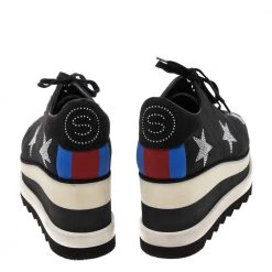 Stella McCartney Black Faux Suede Elyse Star Platform Sneakers Size 37 For Women -Stella McCartney Sales luxury women stella mccartney used shoes p601101 003