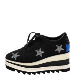 Stella McCartney Black Faux Suede Elyse Star Platform Sneakers Size 37 For Women -Stella McCartney Sales luxury women stella mccartney used shoes p601101 006