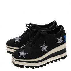 Stella McCartney Black Faux Suede Elyse Star Platform Sneakers Size 37 For Women -Stella McCartney Sales luxury women stella mccartney used shoes p601101 007