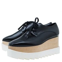 Stella McCartney Black Faux Leather Elyse Platform Derby Size 36.5 For Women -Stella McCartney Sales luxury women stella mccartney used shoes p60295 004