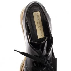 Stella McCartney Black Faux Leather Elyse Platform Cut-Out Slingback Derby Size 39.5 For Women -Stella McCartney Sales luxury women stella mccartney used shoes p604048 003