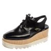 Stella McCartney Black Faux Leather Elyse Platform Cut-Out Slingback Derby Size 39.5 For Women -Stella McCartney Sales luxury women stella mccartney used shoes p604048 005