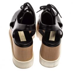 Stella McCartney Black Faux Leather Elyse Platform Cut-Out Slingback Derby Size 39.5 For Women -Stella McCartney Sales luxury women stella mccartney used shoes p604048 006