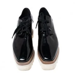 Stella McCartney Black Faux Patent Leather Elyse Platform Sneakers Size 38 For Women 13 Stella McCartney Black Faux Patent Leather Elyse Platform Sneakers Size 38 For Women -Stella McCartney Sales luxury women stella mccartney used shoes p606084 005