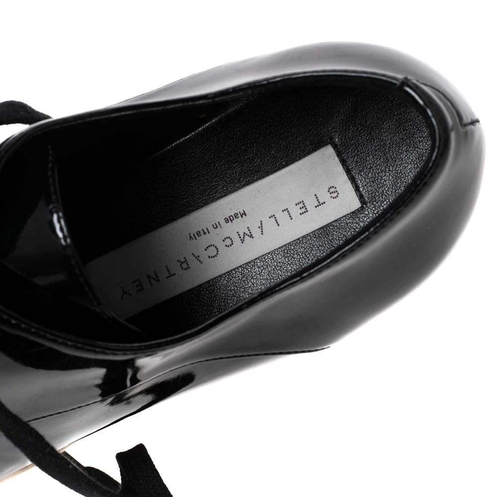 Stella McCartney Black Faux Patent Leather Elyse Platform Sneakers Size 38 For Women 9 Stella McCartney Black Faux Patent Leather Elyse Platform Sneakers Size 38 For Women - Image 7
