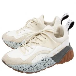 Stella McCartney Beige/White Faux Leather And Faux Suede Eclypse Chunky Sneakers Size 38 For Women -Stella McCartney Sales luxury women stella mccartney used shoes p608221 002