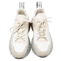 Stella McCartney Beige/White Faux Leather And Faux Suede Eclypse Chunky Sneakers Size 38 For Women -Stella McCartney Sales luxury women stella mccartney used shoes p608221 006