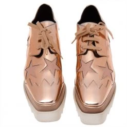 Stella McCartney Rose Gold Faux Patent And Leather Elyse Star Platform Lace Up Sneakers Size 36 For Women 13 Stella McCartney Rose Gold Faux Patent And Leather Elyse Star Platform Lace Up Sneakers Size 36 For Women -Stella McCartney Sales luxury women stella mccartney used shoes p608800 005