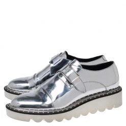 Stella McCartney Silver Faux Leather Odette Buckle Loafers Size 36 For Women -Stella McCartney Sales luxury women stella mccartney used shoes p608823 005